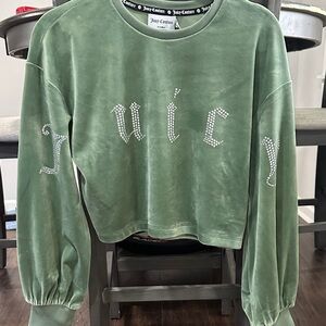 Juicy Couture Green Velvet Hoodie with Rhinestones